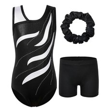 BAOHULU 여아용 체조 레오타드 반바지 포함 샤이니 다이아몬드 오블리크 넥 아동용 텀블링 댄스 액티브웨어 오블리크 핑크 블루 세트 455277