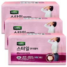 디펜드 스타일 언더웨어 여성 슬림 팬티형 기저귀, 대형, 18개입, 3개