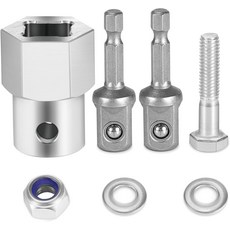 업그레이드된 스테인리스 스틸 탑 윈드 트레일러 잭 크랭크 핸들 무선 드릴 어댑터 12인치 소켓 비트 2개 304