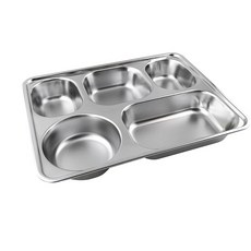 304不鏽鋼餐盤附蓋子 便當盒 學生餐盒 不鏽鋼餐盒 飯盒 學校餐盒 環保餐具 環保餐盒, 1個, 5格不鏽鋼餐盤附蓋