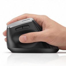 Uineer 무선 인체 공학적 마우스 블루투스 마우스(BT4.0/5.0 및 2.4G) 충전식 수직 PC/맥/노트북/컴퓨터를 위한 3가지 멀티 장치 연결 사무실 가정용 4D, 블랙