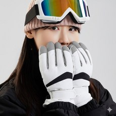 스노우캘리 남여공용 터치 분실방지 스키 장갑, 화이트, 1개