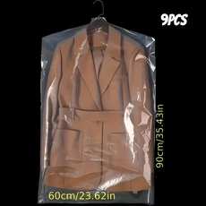 9개 의류 세트 투명 후드형 방진 커버 옷장 보관용 플라스틱, 01 90 60cm-9pcs