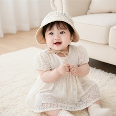 몽실이 레이스 여아 보넷 리본끈 앞챙 여름 아기 모자
