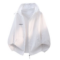 連帽防曬衣男 戶外輕薄透氣防紫外線, 2XL 體重（70-77.5 公斤）, 白色