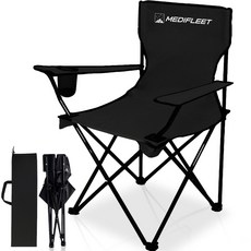 메디플릿 접이식 휴대용 팔걸이 경량 암체어 캠핑 의자, 1개, 블랙