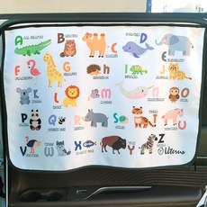 유아 자석 햇빛가리개 암막 세미 차량용, 암막_영어동물(컬러), 1개