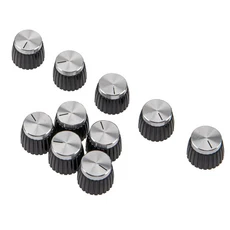 Miwayer 10Pcs 기타 앰프 손잡이 6.35MM 전위차계 손잡이/w/골드/실버 캡 및 일렉트릭 페달 용, 01 Black Silver 10pcs