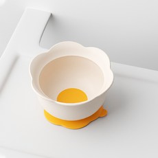 寶寶輔食蛋花碗嬰幼兒專用寶寶訓練學吃飯硅膠吸盤碗便攜外出餐具, 1個, 黃色蛋花碗:1個