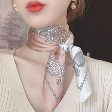 스카프 여성 명품 쁘띠 페이즐리 반다나 무지 사각 70 YW98724E