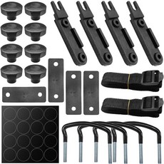 Tuxihap 4PCS 루프 박스 U 볼트 클램프 너트 8개와 스트랩 2개가 있는 자동차 랙 금속 장착 브래킷 83mm 내폭 루프탑 화물 운반 설치 액세서리(블랙)