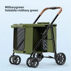 애완동물 카트 개모차 보관함 개와 고양이 접이식 넓은 공간 야외 여행, 색상: 1. green