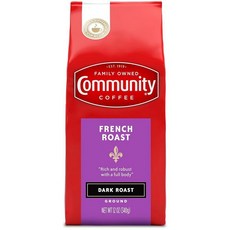 Community Coffee 100프로 콜롬비아 미디엄 다크 로스트 그라운드 커피 355ml12온스 1팩 255209, 12온스(1개입), 프렌치 로스트
