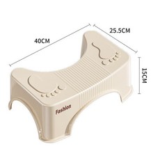 無品牌 馬桶凳腳凳家用加厚廁所坐便蹲坑神器衛生間防滑兒童塑膠腳踏凳子, 奶油色 加厚款+承重能力超強