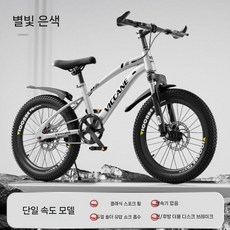 중학생자전거 초등학생자전거 십대 중학생 가변 속도 산악자전거 초경량, 별이 빛나는 하늘 실버(싱글 스피드 바 휠) 선물 팩, 18인치(신장 115-135cm에 적합)