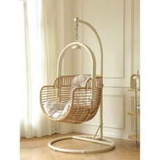 라탄 그네의자 야외 정원 흔들 의자 실내 거실 행잉체어 1인용 안락 흔들의자, 행잉 바구니 - 블랙, 1개