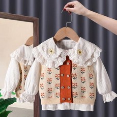 여아 니트 블라우스 세트 조끼 빅카라 등원룩 외출복