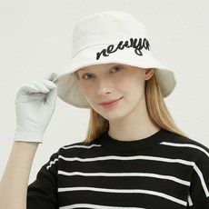 엠엠스포츠 여성 레터링 봄 여름 골프 버킷 햇 벙거지 모자, 화이트, 1개