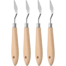 4pcs 3# 페인팅 팔레트 나이프 뾰족한 스테인리스 아트 주걱 아크릴 오일 캔버스 혼합 스프레드용 플라스틱 손잡이가 있는 도구 스크레이퍼 35mm x 14mm, 1세트