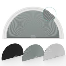 창쉐이드 아치 창문 그늘막 반달 반지름: 24인치 암막 창문 그늘막 반원형 드릴 셀룰러 그늘막 없음 쉽게 자르고 설치하세요