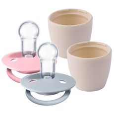 VIPS Side Deluxe 丹麥 丹麥安撫奶嘴2P+象牙色矽膠帽2P, 淡藍色+淡粉色, 1組