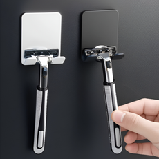 무타공 접착식 면도기 걸이 부착식 거치대, 블랙, 1개