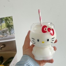 솜이마켓 키티 투명 유리컵, 1개