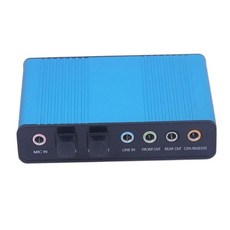 USB 외부 사운드 카드 6 채널 5.1 PC용 서라운드 광 오디오 출력 어댑터 파란색, 80x60x20mm, 블루, 아크릴로 니트릴 부타디엔 스티렌 플라스틱, 1개