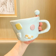 리츠센 대용량 스윗젤리 도자기 머그컵, 블루, 1개