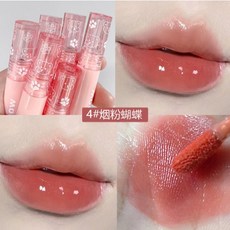 kakashow 鏡面水潤唇釉 水光鏡面 不易掉色 滋潤保濕, 1個, BL2204-水光唇釉-煙粉蝴蝶