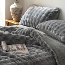 KURUA 따뜻한 장모 극세사 이불 세트 겨울 양면 홈 이불/패드/베개커버 세트