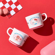 산리오 헬로키티 손잡이 납작컵 멜라민 어린이집 유치원 양치 물컵 (933934), 1개