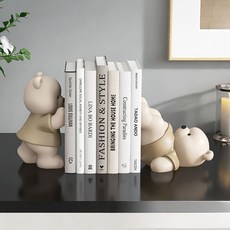 토끼 책고정 지지대 데스크테리어 책꽂이 고양이 강아지 북엔드 책지지대 북스탠드, 누워있는 곰돌이