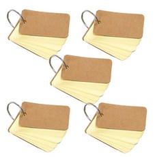 휴대용 미니 단어 암기장 암기 단어장 수첩 링, 5개, 50매, 옐로우