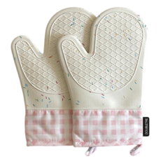 더블트리 손목보호형 내열 실리콘 오븐장갑, 2개, 캔디(짧은손목형)