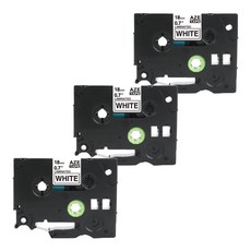 우리네라벨 브라더 라벨테이프 3개 세트 호환 PT-P300BT PT-P710BT PT-D600 PT-D610BT, 18mm, 흰색바탕 검정글씨