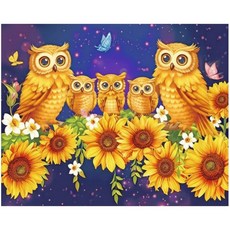 보석십자수 캔버스형 부엉이 diy 40 x 50 cm, 1개, CH073