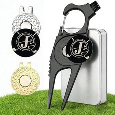 JHSLCHA Golf Divot Repair Tool with 2 Personalized Letter D Ball Marker& 2 Magnetic Hat Clip 7-in, Letter J Set