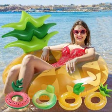 팽창식 파인애플 수영장 플로트 성인 내부 튜브 과일 링 야외, 02 Watermelon