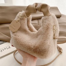 은창]레터링 패치 데코 페이크 퍼 가방 크로스백 숄더 토트백 가방 미니 털가방 겨울 가방 여성 여성용 여