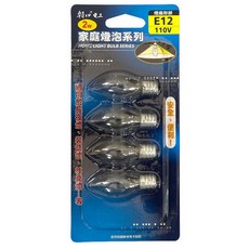 朝日電工 E12 2W燈泡 神桌燈 小夜燈 裝飾燈 神明燈 祖先燈, 1個, 清光 E12-102 4入, 清光