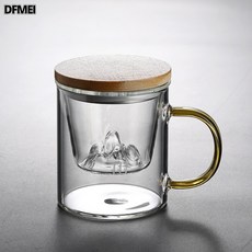 DFMEI 高硼硅玻璃水杯觀山杯茶水分離泡茶杯過濾三件杯, 1個