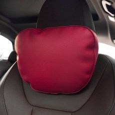 만능몬 프리미엄 천연 나파가죽 차량용 목 헤드레스트 쿠션 듀폰 소로나 솜 포르쉐 벤츠 BMW 전 차종 호환, 1개, 메리노레드