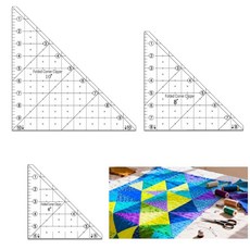 45도 삼각 퀼팅 자 6 8 10인치 아크릴 재봉 템플릿, 3 Pieces-Triangle