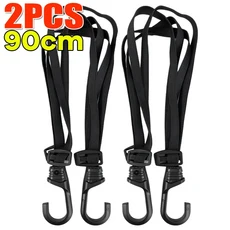 오토바이 헬멧 수하물 스트랩 조정 가능한 탄성 밴드와 후크와 다기능 고무, 01 2pcs black 90cm