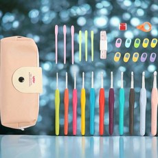칼라 손잡이 인디핑크파우치 손뜨개질 코바늘 6종세트 코바늘손뜨개 코바늘뜨개질 코바늘뜨기기초 코바늘뜨기