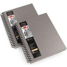 ARTEZA Spiral Sketch Book 22.9x30.5cm(9x12인치) 드로잉 패드 2팩 100장 스케치 성인 및 청소년용 드로잉용, 회색