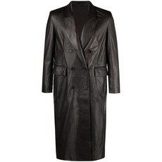 살바토레산토로 더블 브레스티드 가죽 코트