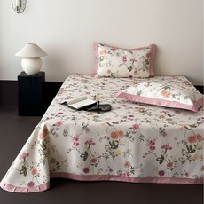 高端雅奢數碼印花牀單款冰絲涼蓆三件套夏季空調軟涼蓆可水洗機洗, 凝膠注入記憶棉, 牀單款雅奢-花漾