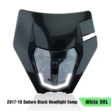 PowerZone 오토바이 헤드 라이트 전조등 Supermoto Fairing For KTM EXC SXF MX 먼지 자전거 Enduro 블랙, 08 Black Headlight